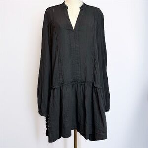 Tuckernuck Pomander Place Ophelia Gauzy Long Sleeve Black Mini Dress Cover Up